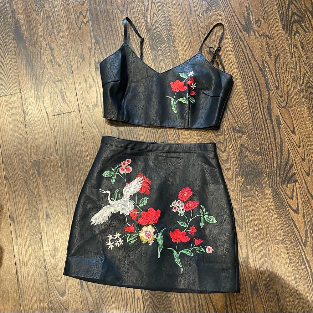Black Leather Two-Piece Set